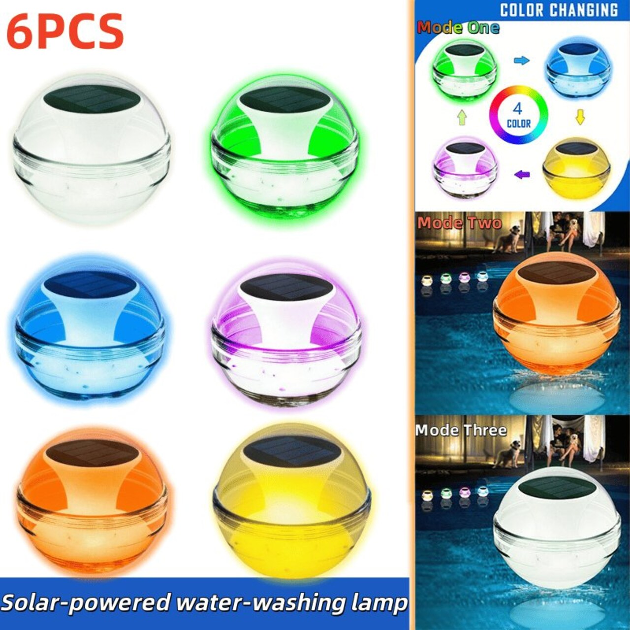 Edge Collections – Outdoor Solar Rechargeable Floating Pool Lights, IPX7 Waterproof – 1 Piece